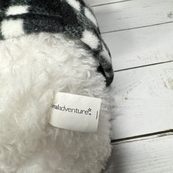 Animal Adventure 15" White Bear Black Plaid Winter Jacket Cap Plush Stuffed Toy - Picture 4 of 9